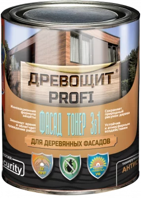 Древощит PROFI «Фасад Тонер 3в1» (тонирующая антисептическая пропитка)